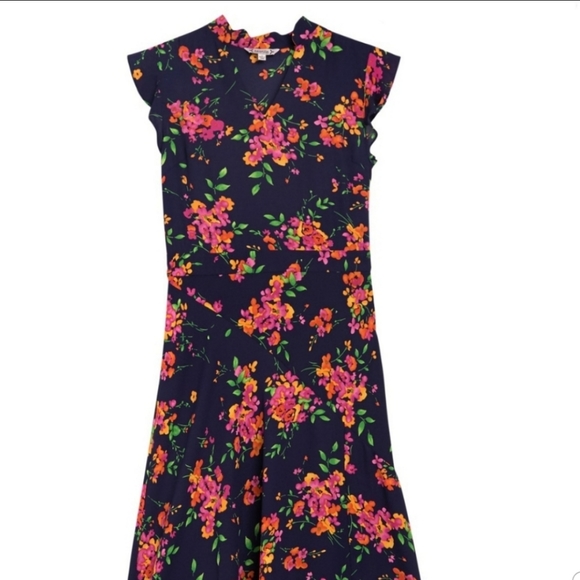 Nanette Lepore Dresses & Skirts - Nanette Lepore Multicolor Floral Flutter Asymmetric Midi Dress Blue Size…